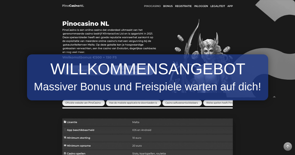 Pino Casino welcome bonus
