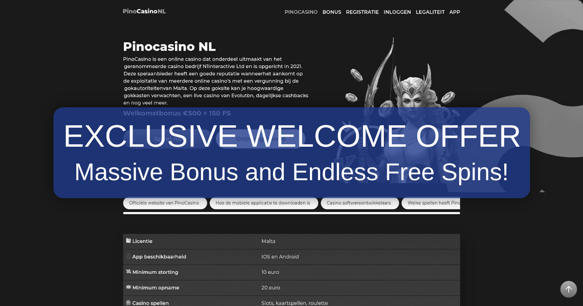 Pino Casino welcome bonus