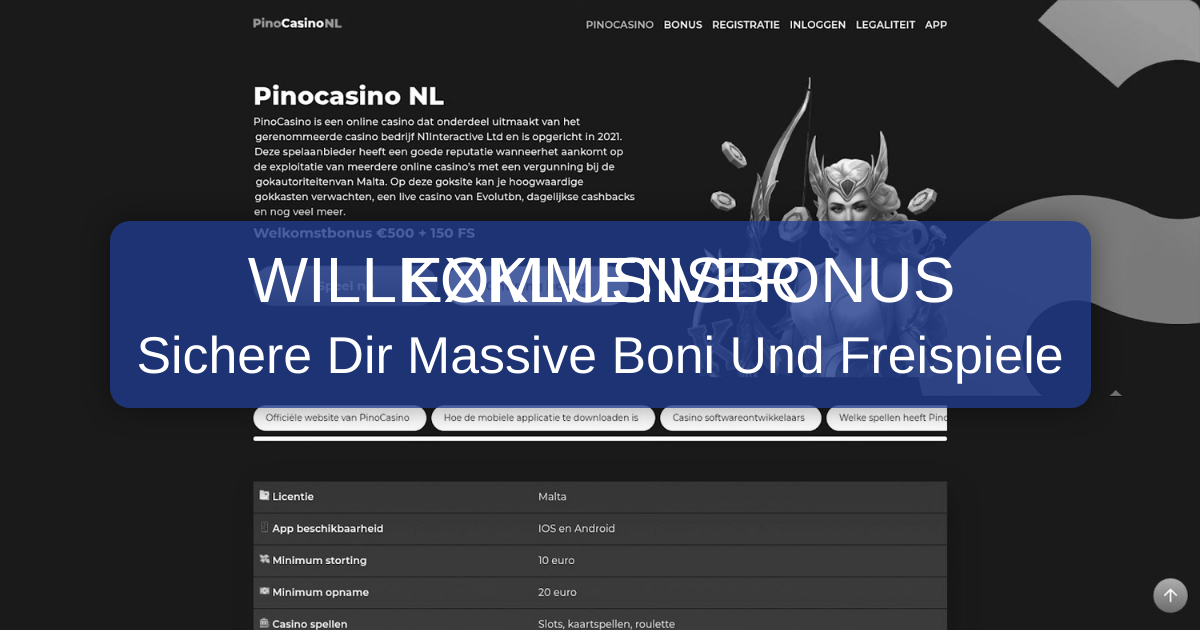 Pino Casino welcome bonus